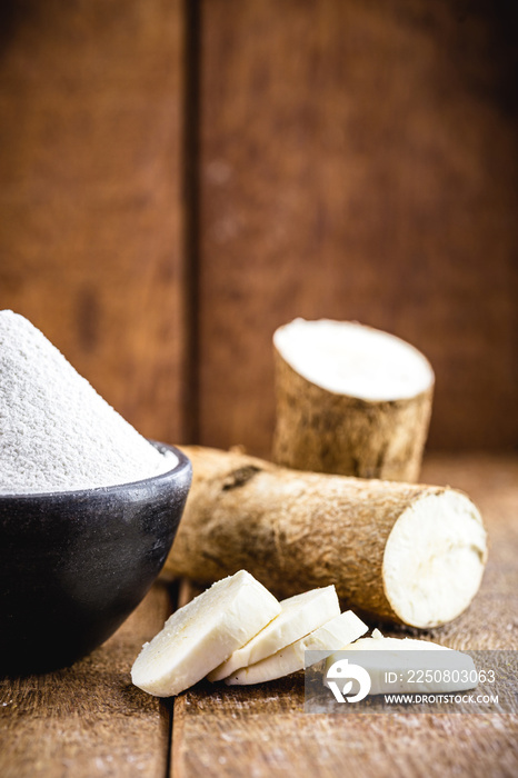 alternative flour, vegan food, typical of Brazil, made with cassava. Typical south american root