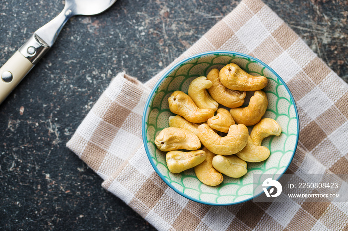 Roasted cashew nuts.