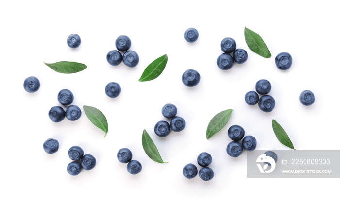 Fresh ripe blueberry on white background