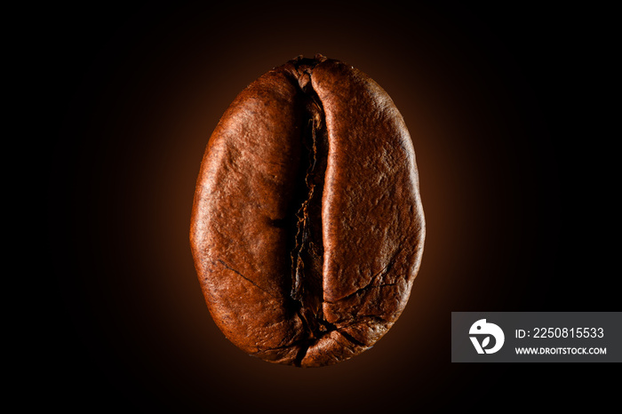 Coffee bean on a black background isolated. Roasted coffee concept