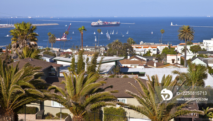 San Pedro neighborhood and a view of the Pacific ocean.