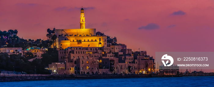 Israel Tel Aviv Yafo panoramic sunset over old Jafo