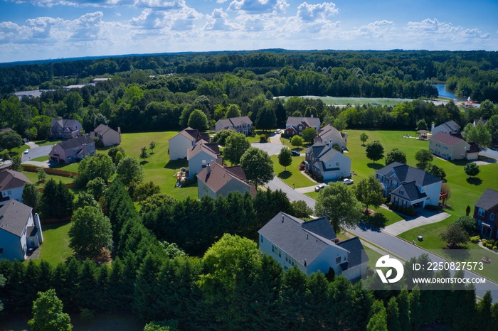 Aerial view of houses in a sub division in suburbs of Atlanta, GA