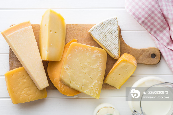 Different kinds of cheeses.