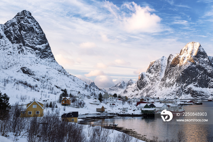 beautiful view on the city Reine