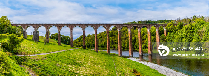 A view of the Leaderfoot viaduct in Scotland on a summers day