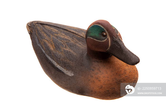 隔离在白色上的Mallard Duck Decoy