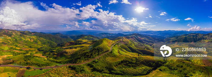 Beautiful panorama are view of mountain rang with hightway road.