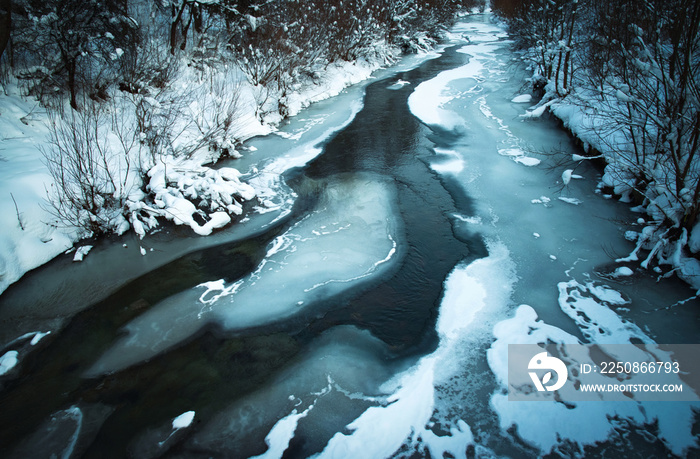 winter scene with a frozen river