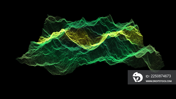 Futuristic Holographic Terrain environment, geomorphology, topography and digital data telemetry inf