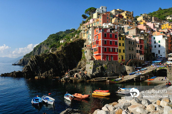 Riomaggiore cinque terre, famoso paese della Liguria, Italia