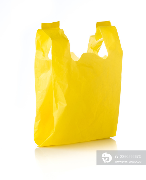 Yellow plastic bag isolated on white
