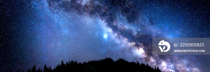 Starry sky. Milky Way galaxy. This long exposure astronomical photograph taken in the middle of the 