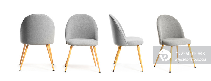 Modern chairs on white background