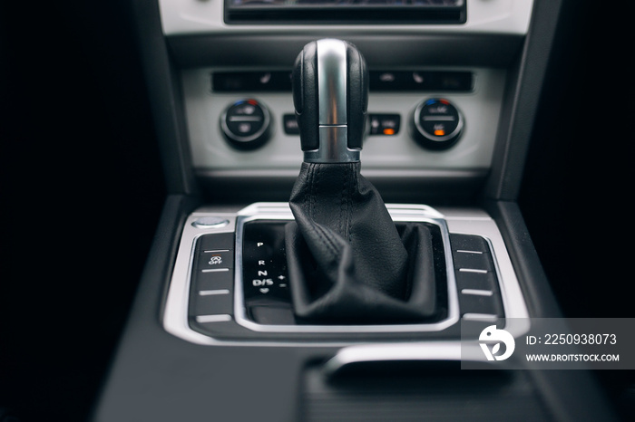 Car gearbox shift knob in parking position