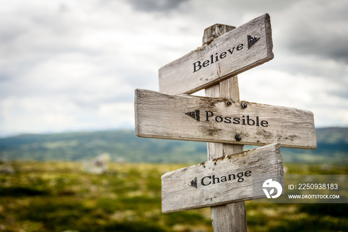 believe possible change text engraved on wooden signpost outdoors in nature.