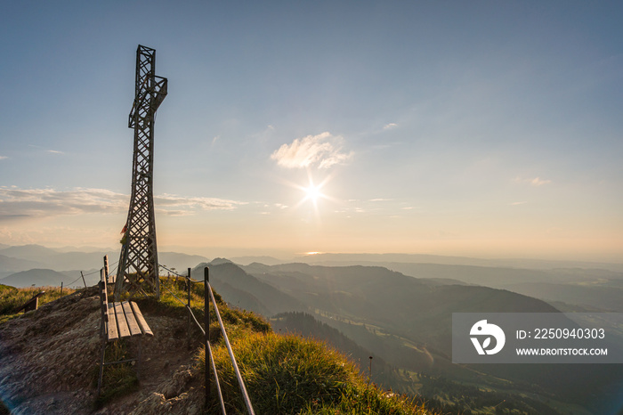 Sunset hike to the Hochgrat on the Nagelfluhkette near Oberstaufen