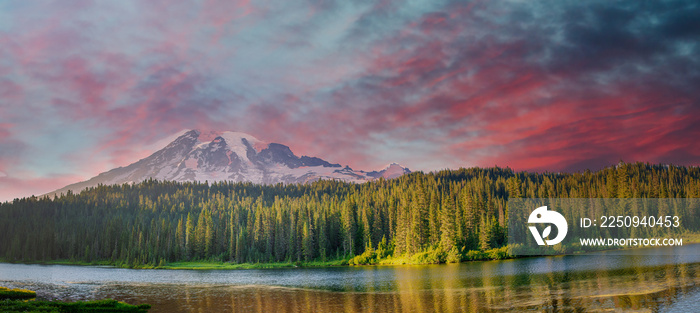 Mount Rainier, also known as Tahoma or Tacoma, is a large active stratovolcano in the Cascade Range 