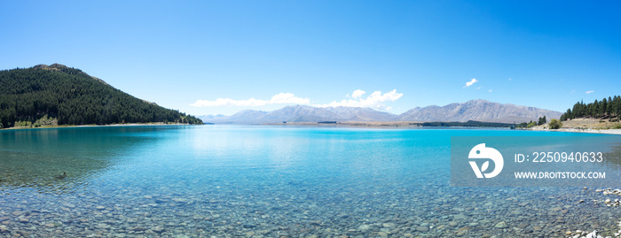 landscape of lake in summer day in new zealand