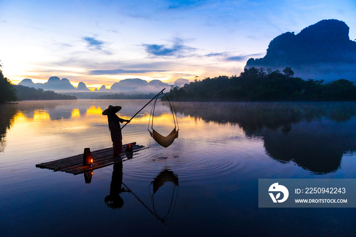 Fishing at Nong Talay in Krabi, Thailand in the morning.