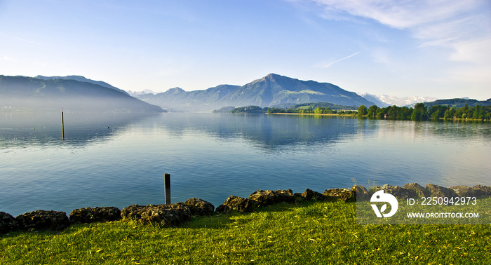 Lake Zug – beautiful lake in Swiss alps in Central Switzerland, situated between Lake Lucerne and La