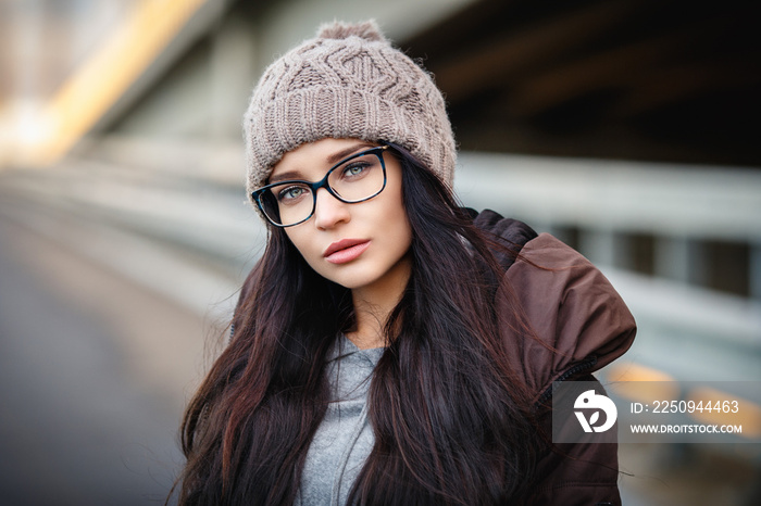 Portrait of a woman in urban style