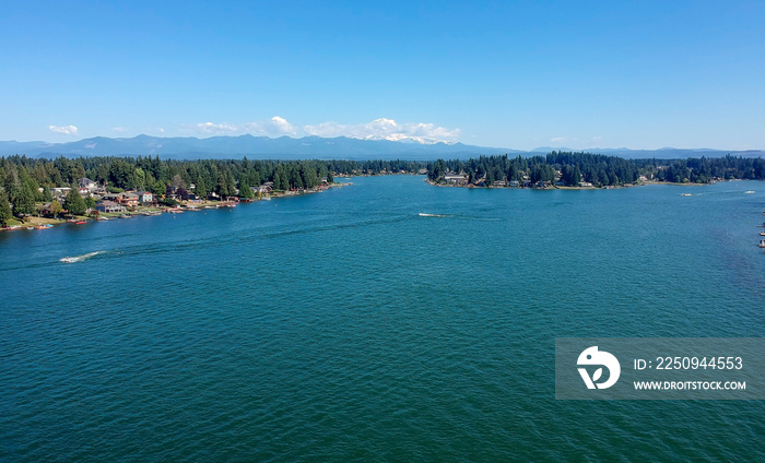 Man Made Lake Tapps on a beautiful summer day in Bonney Lake Washington