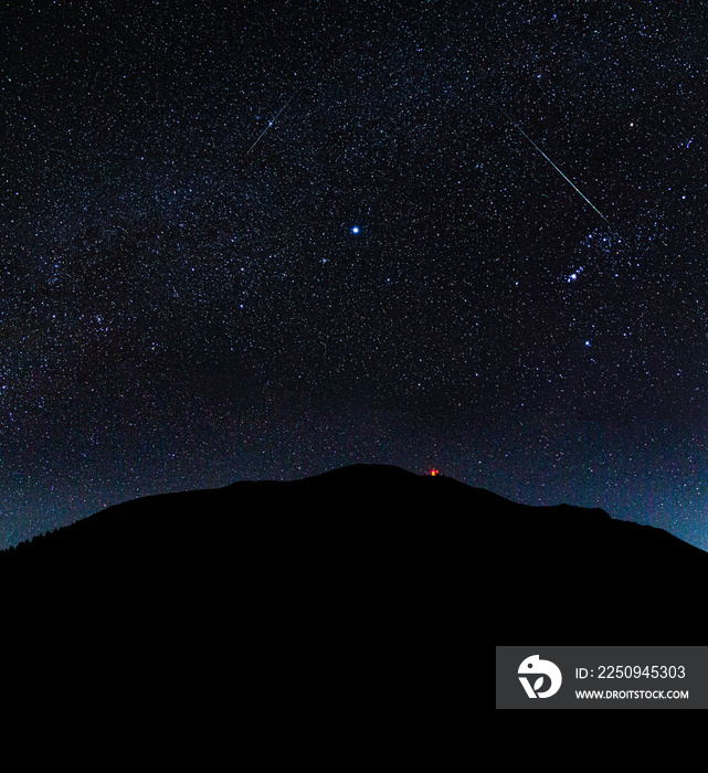 A beautiful shot of the sierra negra volcano in Mexico. Relief highest mountain in starry night