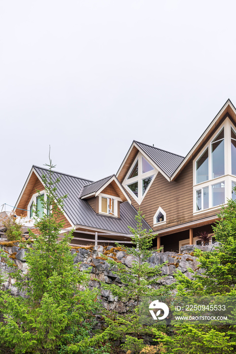 Houses in suburb at Summer in the north America. Luxury houses with nice landscape.