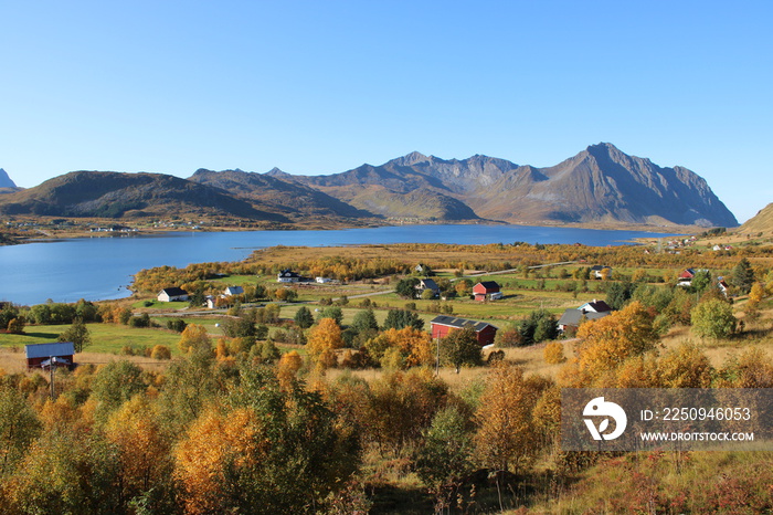 The beautiful fjords of Lofoten Islands in Northern Norway