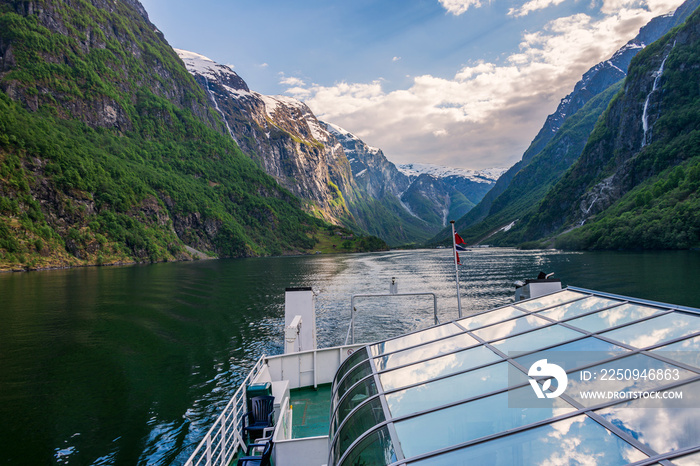 Naeroyfjorden in beautiful summer season, Norway.