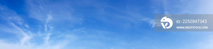 Panorama of clear blue sky with white cloud background. Clearing day and Good weather in the morning