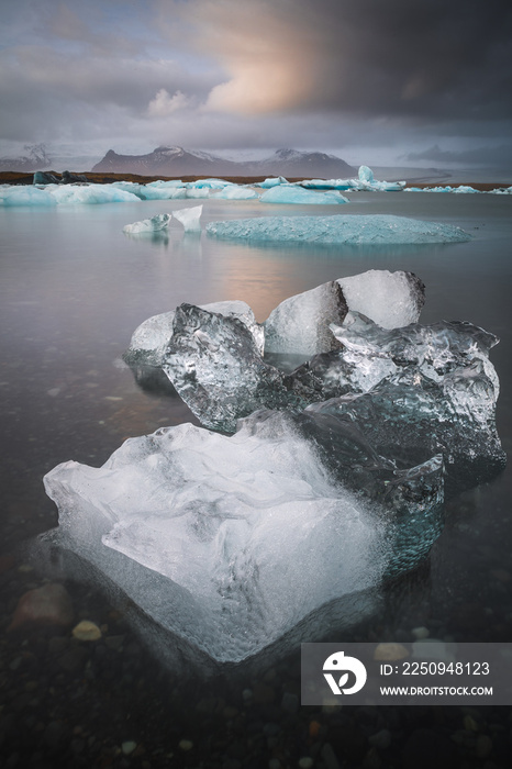 Iceland landscape black beach girl rocks diamonds ice iceberg