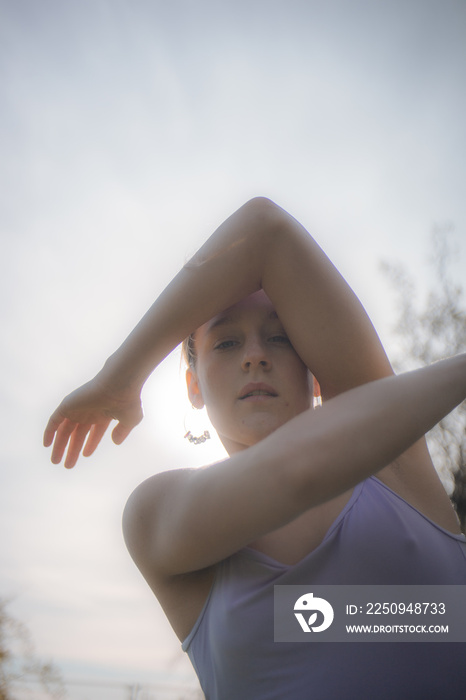 Woman dancing in nature