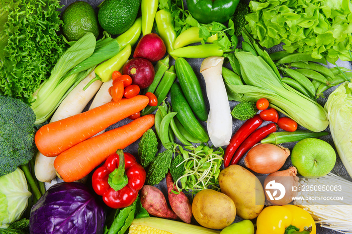 混合蔬菜和水果背景健康食品清洁健康-什锦鲜熟fr