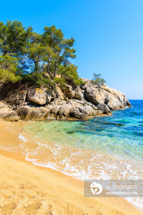 Idyllic sandy Cala Pi beach near Cap Roig, Costa Brava, Spain