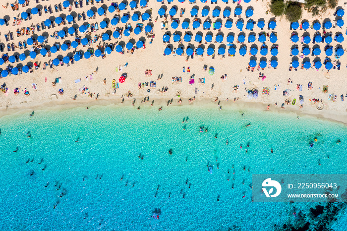 Aerial photo of a sandy beach in Ayia Napa