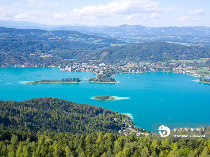 lake wörthersee, view from pyramidenkogel, carinthia austria