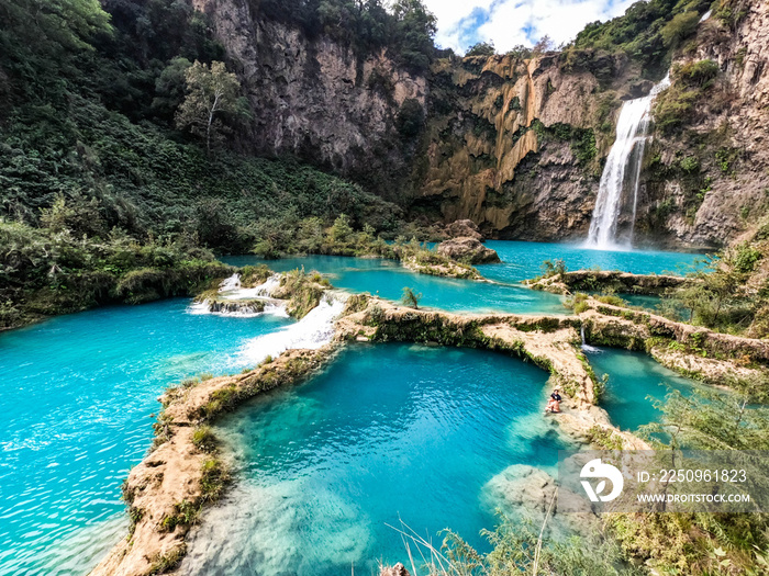 The beautiful El Salto del Meco waterfall, Huasteca Potosina, San Luis Potosi, Mexico