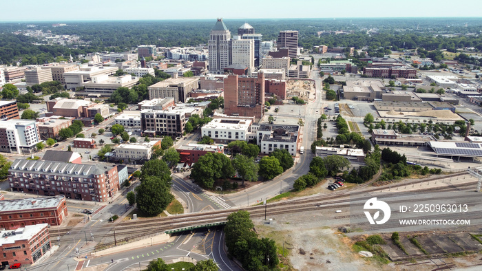 Aerial view of the famous city of Greensboro in North Carolina, USA