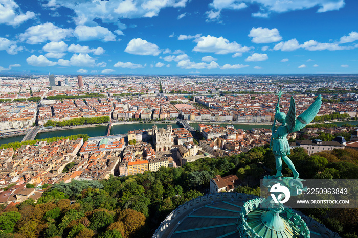 Lyon from the top of Notre Dame de Fourviere