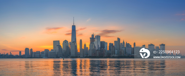 Manhattan Skyline at sunrise from New Jersey 