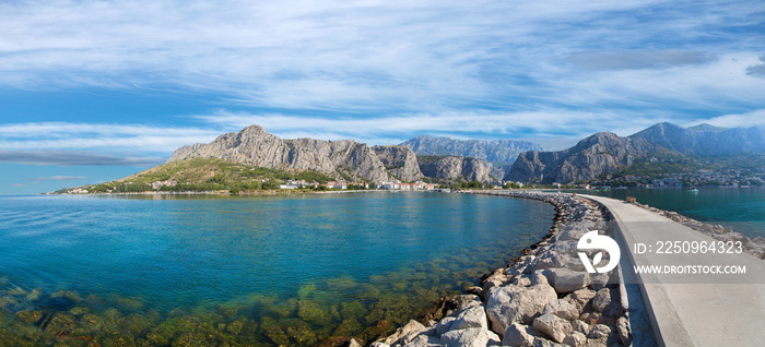 panoramic view of Omis coastline in Croatia