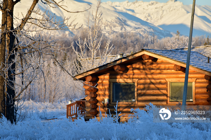 Winter cabin in the forest