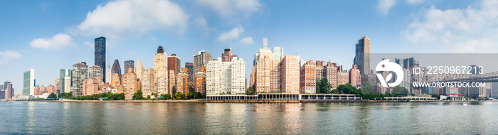 Amazing panorama view of New York city skyline and Queensboro Bridge