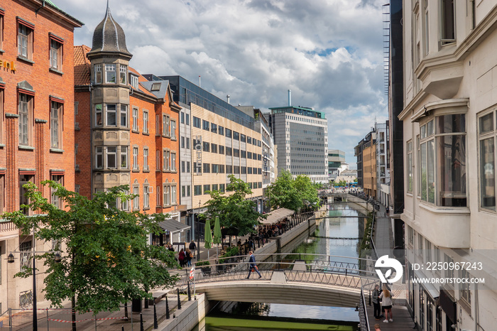 Aarhus river running through the city center, Denmark