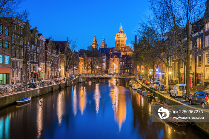 Night at Amsterdam city in Netherlands