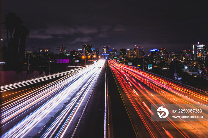 traffic in city at night