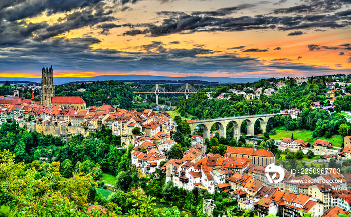 Cityscape of Fribourg in Switzerland