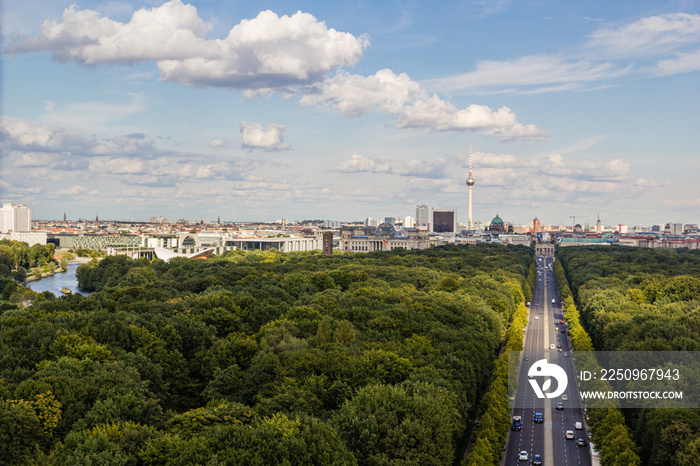 Cityscape of Berlin and road in